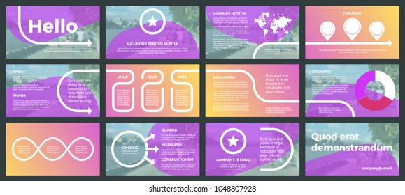 Presentation with gradient orange and purple color. Vector business template for corporate reports, infographics, advertising.