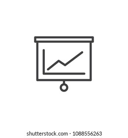 Presentation Graph board outline icon. linear style sign for mobile concept and web design. business progress chart simple line vector icon. Symbol, logo illustration. Pixel perfect vector graphics