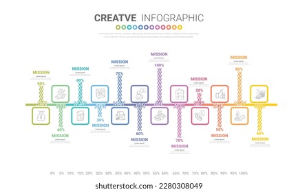 Presentation graph, Business infographics template for 12 months, 1 year, can be used for Business concept with 12 options, steps or processes.