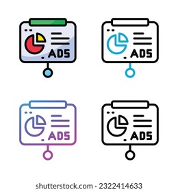 Presentation graph icon design in four variation color