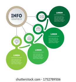 Presentation of Green Business or info graphics concept with 4 steps. A quarter of a circle. Template of Infographic of technology or education process with four options. Segmented Annual report.