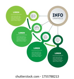 Presentation of Green Business or info graphics concept with 4 steps.  Vector Template of Infographic of technology or education process with four options. Segmented Annual report.