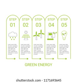 Presentation green energy infographic template. Isolated vector illustration.