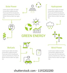 Presentation green energy infographic template. Isolated vector illustration.