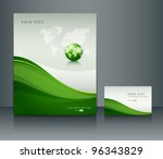 Presentation green globe of poster flyer and name-card design background, vector illustration