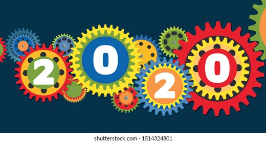 Presentation greeting card, on the concept of work and team spirit for a company, in order to achieve its goals 2020