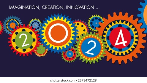 Presentation greeting card, on the concept of innovation and team spirit for a company, in order to achieve its 2024 objectives.