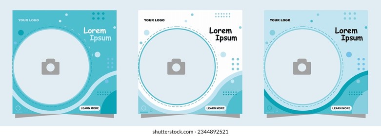 presentation guide brochure template, 3 pages minimalist flat geometric design theme, Square size business marketing webinar social media Promotion