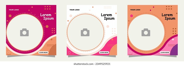 presentation guide brochure template, 3 pages minimalist flat geometric design theme, Square size business marketing webinar social media Promotion