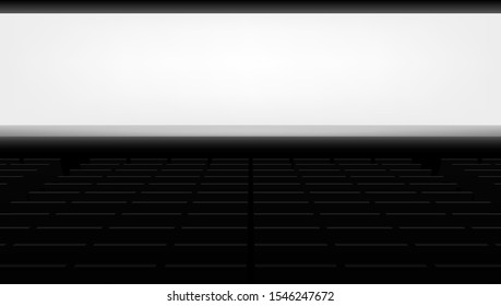 Presentation Hall. Auditorium Scene. Blank Screen Empty Display. EPS10 Vector