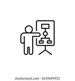 Apresentação do esquema de estrutura hierárquica em uma ilustração de quadro de comunicações