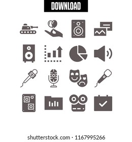 presentation icon. 16 presentation vector set. pie chart, microphone, profits and theatre icons for web and design about presentation theme