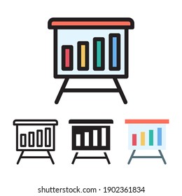Presentation icon with 4 different styles. Filled, outline, glyph and line colored.