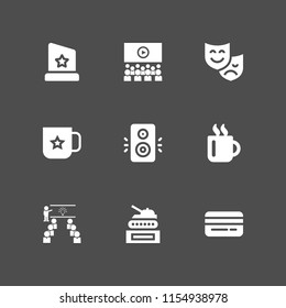 presentation icon. 9 presentation set with theater, award, tank and card vector icons for web and mobile app