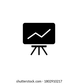 Presentation Icon in black flat glyph, filled style isolated on white background