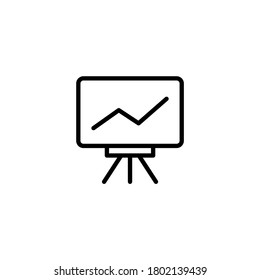 Präsentationssymbol in schwarz-zeitigem Stil, Symbol einzeln auf weißem Hintergrund