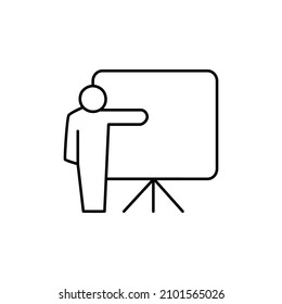 Presentation Icon  in black line style icon, style isolated on white background