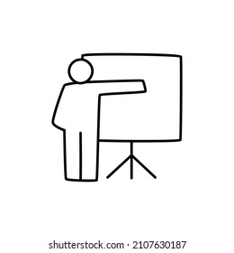 Icono de presentación en icono de estilo de línea negra, estilo aislado en fondo blanco