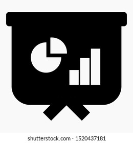 Presentation icon. Presentation board. Monitor with indicators. Presentation of a business plan. Summary table. Business growth chart. Vector icon.