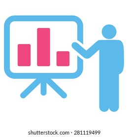 Presentation icon from Business Bicolor Set. This isolated flat symbol uses light blue and pink colors.