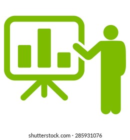 Presentation icon from Business Bicolor Set. Vector style: flat symbols, eco green color, rounded angles, white background.