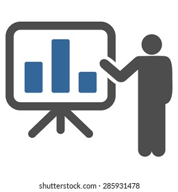 Presentation icon from Business Bicolor Set. Vector style: flat bicolor symbols, cobalt and gray colors, rounded angles, white background.