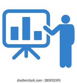 Presentation icon from Business Bicolor Set. Vector style: flat symbols, cobalt color, rounded angles, white background.