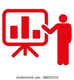 Presentation icon from Business Bicolor Set. Vector style: flat symbols, red color, rounded angles, white background.