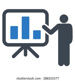 Presentation icon from Business Bicolor Set. Vector style: flat bicolor symbols, smooth blue colors, rounded angles, white background.
