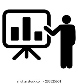 Presentation icon from Business Bicolor Set. Vector style: flat symbols, black color, rounded angles, white background.