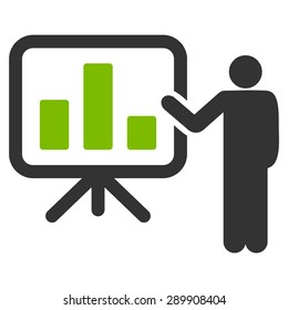 Presentation icon from Business Bicolor Set. Vector style: flat bicolor symbols, eco green and gray colors, rounded angles, white background.