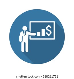 Presentation Icon. Business Concept. Flat Design. Isolated Icon. Long Shadow.