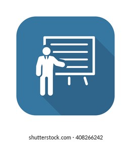 Presentation Icon. Business Concept. Flat Design with Long Shadow