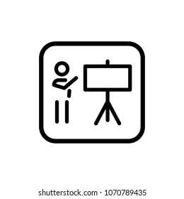 Presentation icon. Business meeting vector linear illustration.