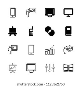 Presentation icon. collection of 16 presentation filled and outline icons such as board, circle intersection, display, phone. editable presentation icons for web and mobile.