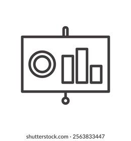 Presentation Icon Depicting a Projector Screen in Black and White