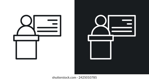 Presentation Icon Designed in a Line Style on White background.