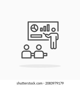 Presentation icon. Editable Stroke and pixel perfect. Outline style. Vector illustration. Enjoy this icon for your project.