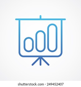 Presentation icon with graph in line style