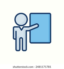 presentation icon, isolated blue outline icon
