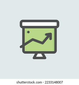  presentation icon, isolated finance colored outline icon in light blue background, perfect for website, blog, logo, graphic design, social media, UI, mobile app