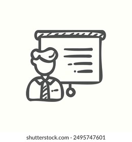 presentation icon, isolated handdrawn icon theme learning
