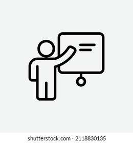  Präsentationssymbol, alleinstehendes Büroumriss auf hellgrauem Hintergrund, ideal für Website, Blog, Logo, Grafikdesign, soziale Medien, UI, mobile App, EPS10 Vektorgrafik