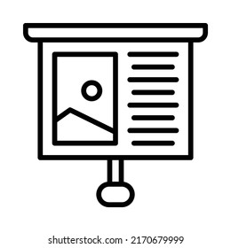 Icono de presentación. Diseño De Estilo De Arte De Línea Aislado En Fondo Blanco