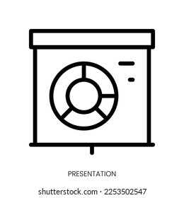 presentation icon. Line Art Style Design Isolated On White Background