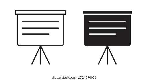 Presentation icon with line and silhouette versions.