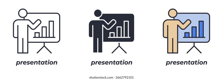 presentation icon. Line, solid and filled outline colorful version, outline and filled vector sign. Idea Symbol, logo illustration. Vector graphics