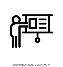 Presentation Icon Line Style Design Finance Vector Illustration
