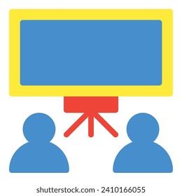 Presentation icon or logo illustration flat color style
