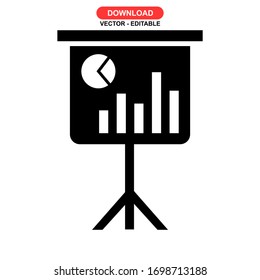 Icono de presentación o logotipo símbolo de signo aislado ilustración vectorial - iconos vectoriales de estilo negro de alta calidad

